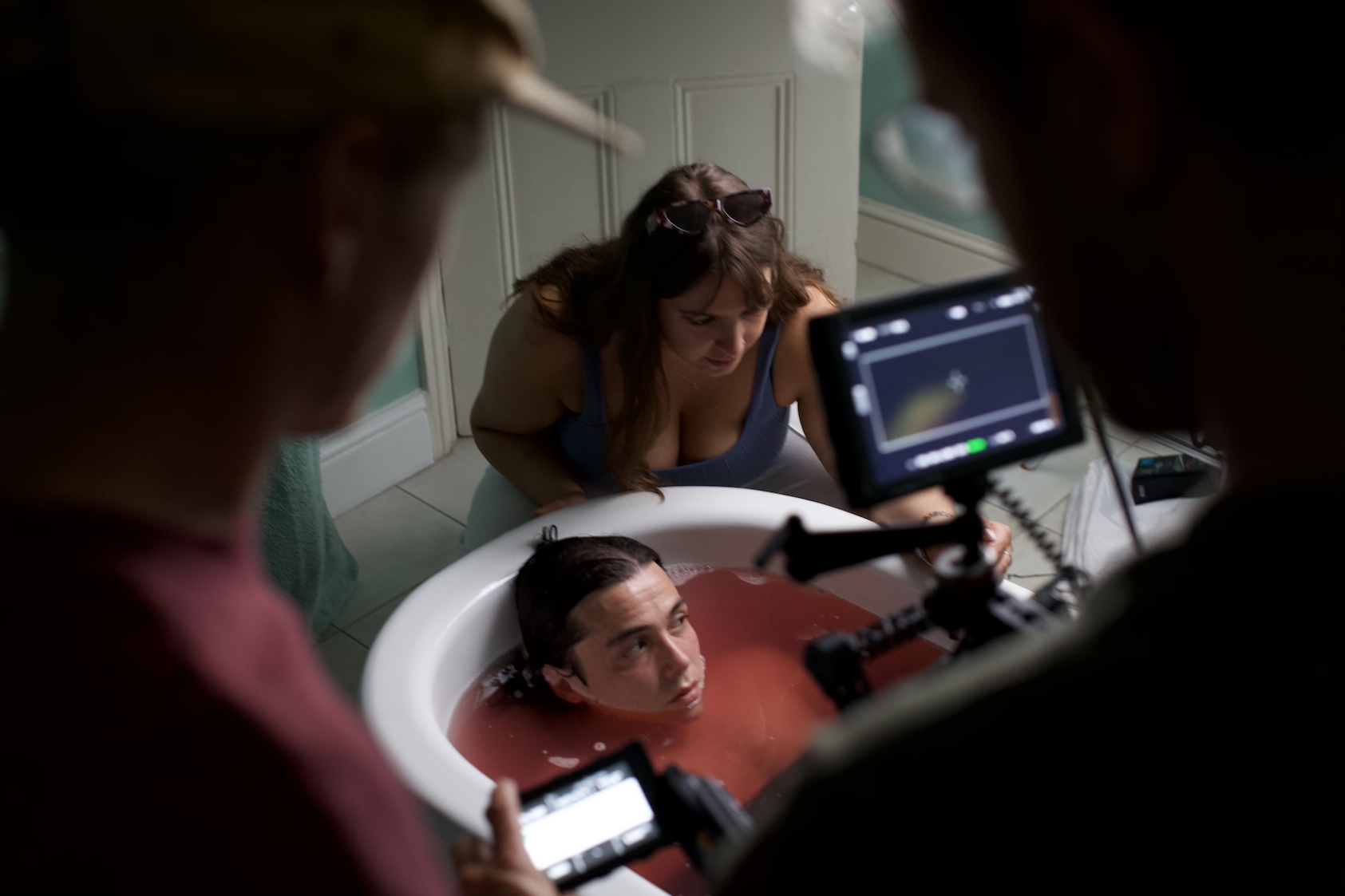 Behind the scenes for A Boy Like Me. (L-R) Jacob Bacon, Yianni Sines, Deana Taheri, and Samuel Perry-Falvey