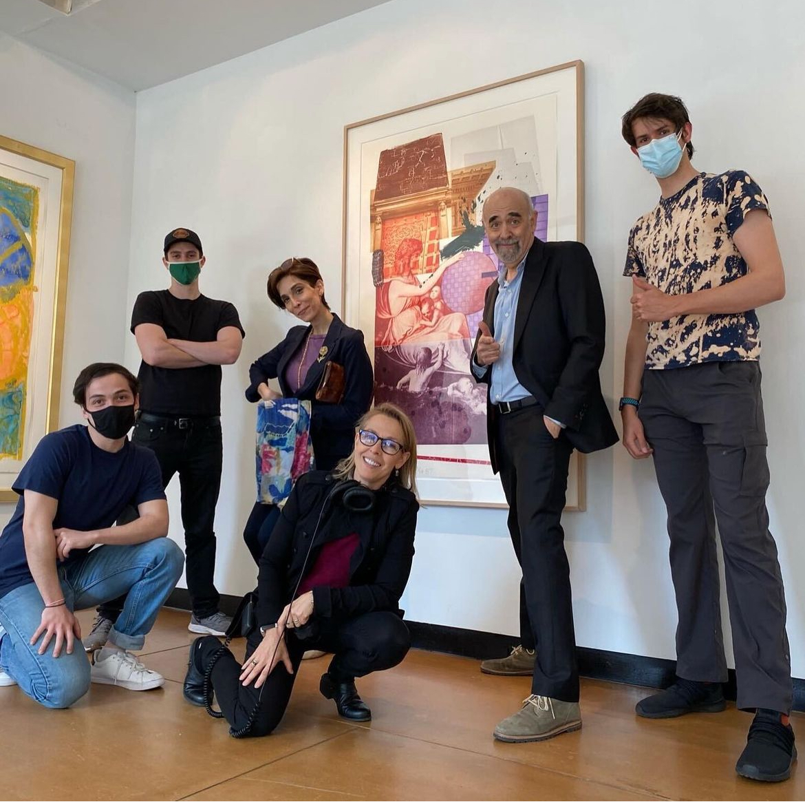 (L-R) Yianni Sines, Mike Munari, Pooya Mohseni, Alyssa Bennett, Jim Kempner, Ethan Gustavson on set